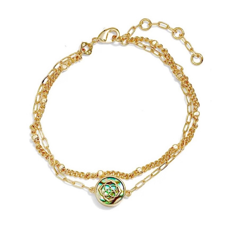 Kendra Scott Stamped Dira delicate chain bracelet in abalone